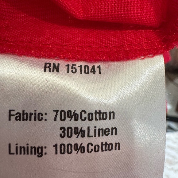 Kourt Red Smocked Linen Blend Maxi Dress Puff Sleeve M - Picture 5 of 6